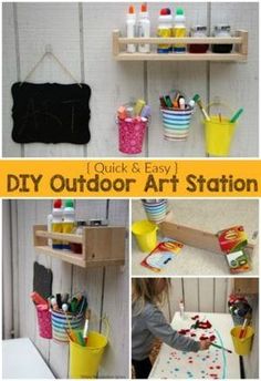 diy outdoor art station for kids to play with and learn how to use it