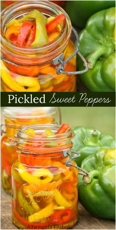 pickled sweet peppers in a glass jar