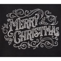 the words merry christmas written in white chalk on a blackboard with hand drawn lettering