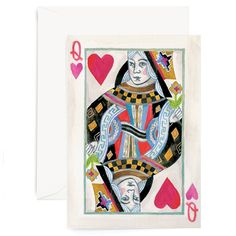 a card with an image of queen of hearts on it