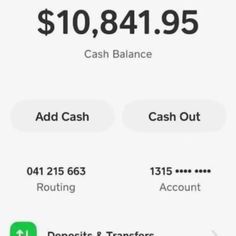 an iphone screen showing the balance and cash