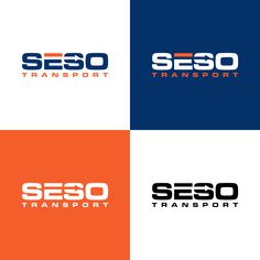 the logo for seso transport is shown in four different colors and font styles, including blue