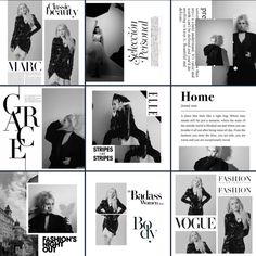 black and white photos of models in fashion magazines