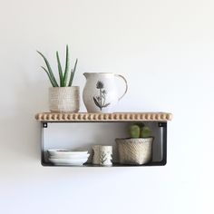 Beaded Wall Shelf - Large - Holistic Habitat Carved Wall Shelves, Kitchen Rehab, Black Metal Shelf, Metal Shelf, Living Room Windows, Wooden Tops, Metal Shelves, Wall Organization, Decor Display