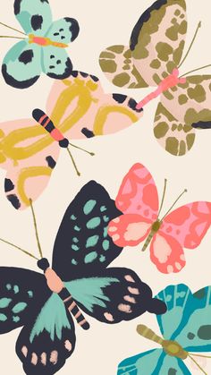 a bunch of colorful butterflies flying through the air