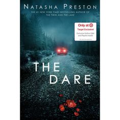 the book cover for the dare by nathan prestion, with a red car driving down