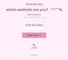 the quiz question page for which aesthetic are you?