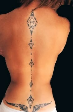 the back of a woman's lower back tattoo