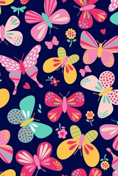 colorful butterflies on a blue background