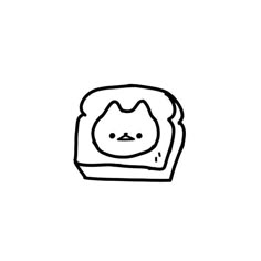 a black and white drawing of a toaster with a cat face