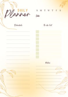 a daily planner with leaves on it