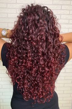 cherry red Red Color Curly Hair, Red Burgandy Hair Curly, Wine Curly Hair Color, Mahogany Hair Color On Curly Hair, Wine Red Hair On Curly Hair, Mahogany Hair Color Curly, Deep Burgundy Curly Hair, Long Curly Colored Hair, Red Balayage Hair Curly Natural