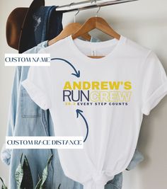 Custom Running Crew T-shirt Family Matching Shirts Group - Etsy Customizable Crew Neck T-shirt For Team Events, Customizable Short Sleeve Tops For Team Events, Customizable Crew Neck Tops For Team Events, Custom Print Short Sleeve T-shirt For Team Events, Cotton Tops With Name Print For Team Events, Customizable White Crew T-shirt, Customizable Cotton T-shirt For Team Events, Customizable White Crew Neck T-shirt, Pre-shrunk Cotton Tops For Team Events