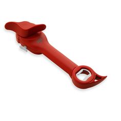 a red bottle opener on a white background with clippings to the top and bottom