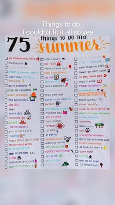 a white sign with the words 75 things to do this summer written in orange on it