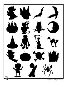 a black and white drawing of various silhouettes