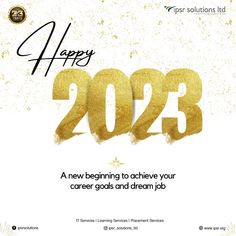 a new year's resolution card with the words happy new year, and gold numbers