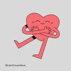 a pink heart with arms wrapped around it