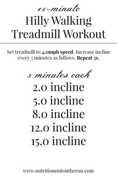 a poster with the words, 5 minute hill walking treadmill workout