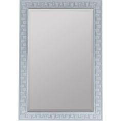 a mirror that is sitting on top of a table with a light blue border around it