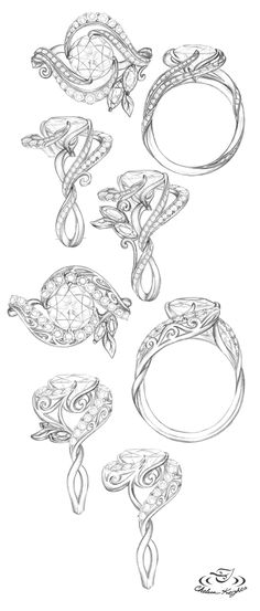 a drawing of some rings and bracelets