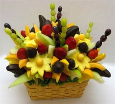 a basket filled with lots of different types of fruit