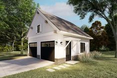 a two car garage is shown in this rendering