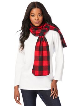 This fleece scarf is soft, warm and comes in so many pretty colors. It's the ultimate basic that you will wear for years to come. Made in ant-pill fleece that's looks better longer. One size75" L x 10" WPolyImportedMachine washable | Women's Microfleece Scarf by Accessories For All in Classic Red Buffalo Plaid Red Buffalo Plaid, Fleece Scarf, Pretty Colors, Tunic Tank Tops, Career Dress, Swimsuits For All, Rain Wear, Sweater Blouse, Pretty Colours