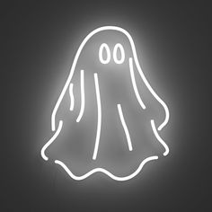 a neon sign with a ghost on it