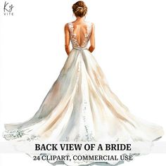 the back view of a bride's dress, with text overlaying it