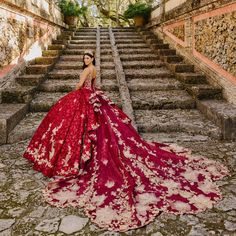 PR30139 Ruby/Gold 10 Fall 2023 Book Of Life Quinceanera, Pastel Prom Dress, Plus Prom Dresses, Quinceanera Dresses Red, Floral Ball Gown, Quince Stuff, Red Quince, Glitter Prom Dresses, Purple Quinceanera Dresses