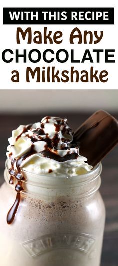 a glass jar filled with chocolate and whipped cream