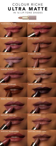 Beauty That Works... Loreal Color Riche Lipstick Swatches, L’oréal Lipstick Swatches, Curved Shelf, Lipstick Guide, Ideas For Nails, Tier Shelf, Nails Colors, Lips Shades