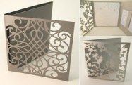 four different views of the inside of a greeting card with intricate designs and embellishments