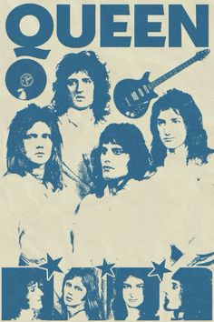 an old concert poster with the band queen