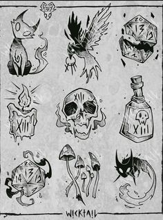 an old school tattoo flash sheet