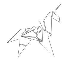 an origami bird is shown in black and white