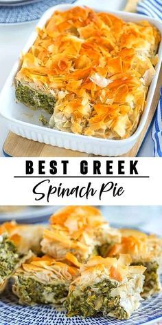 the best greek spinach pie recipe is made with fresh spinach, cheese and chicken