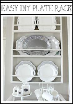 an easy diy plate rack is great for displaying dishes