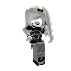 a black and white photo of a lego figure