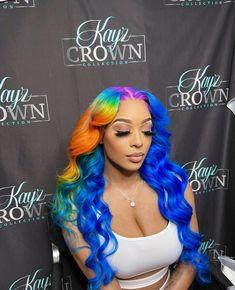 Rainbow Lace Front Wig, African American Women Hairstyles, Wig Maker, Exotic Hairstyles, Black Hairstyles With Weave, Frontal Wig Hairstyles, Creative Hair Color, 13x4 Lace Front Wig, Frontal Hairstyles