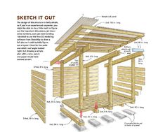 an image of a wooden structure with instructions on how to build the frame and roof