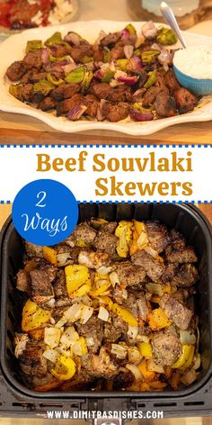 beef souvlaki skewers with two ways