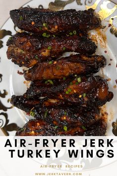 Air Fryer Jerk Turkey Wings Jerk Turkey Wings Recipe, Honey Jerk Turkey Wings, Jerk Turkey Wings, Jerk Turkey, Marinated Turkey, Smoked Turkey Wings, Jerk Marinade