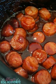 the food is being cooked in the slow cooker