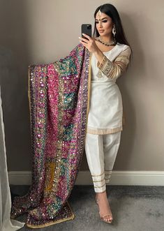 SRB9927 - KAJOL - Sehrish.B Designer (trouser version) - Memsaab Online Indian Fits, Suits For Women Indian, Kurti Styles, Dress Design Patterns, Embroidered Sleeves, Simple Pakistani Dresses, Designer Dresses Casual