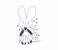 a drawing of a rabbit wearing an apron