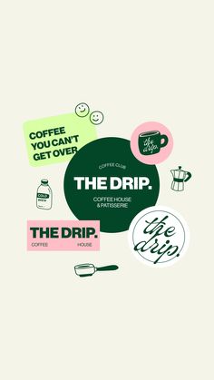 the drip coffee house logo and stickers