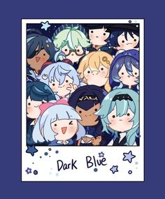 a group of anime characters with the words dark blue in front of them and stars