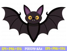 a black bat with yellow eyes and large wings is shown in this svt file